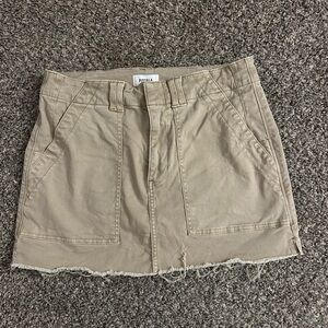 Pistola Beige Mini Skirt with Distressed Hem